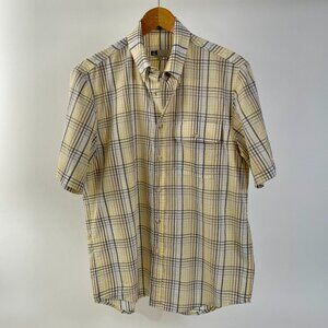 Tilley Endurables Button Up Short Sleeve Shirt Coolmax, Yellow/Grey check, Sz M
